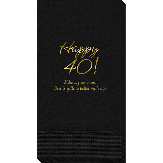Elegant Happy 40th Guest Towels